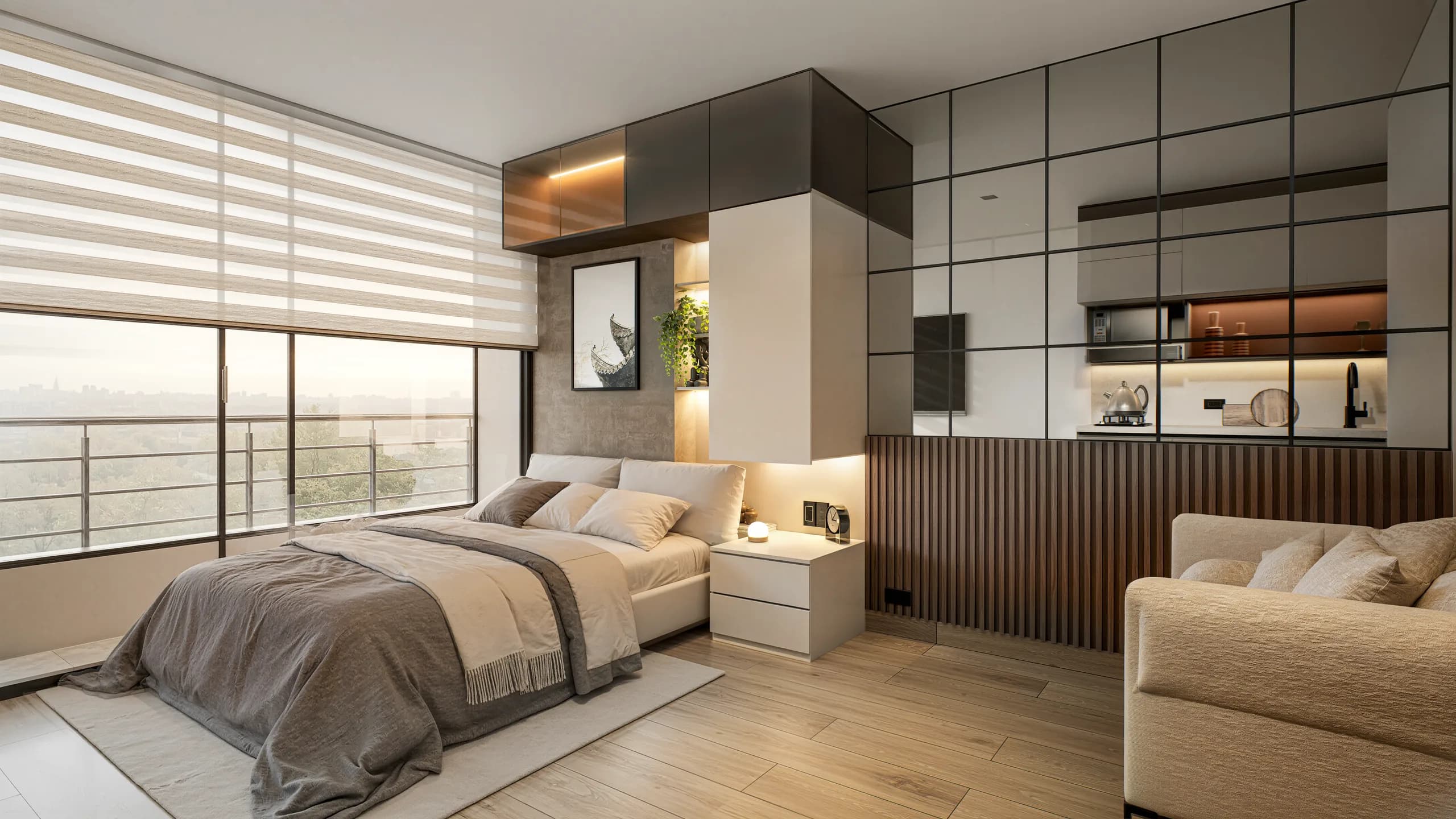 Apartaestudio exterior con balcón · 21,73 m²
